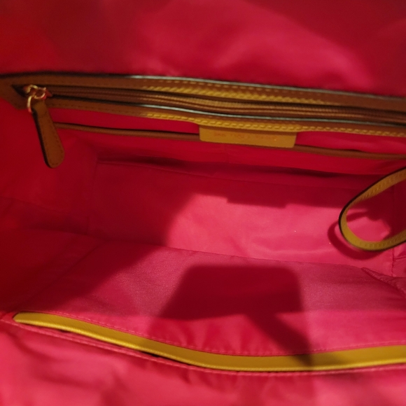 Michael Kors Fuchsia and Tan Nylon Luggage Tote - Picture 5 of 8